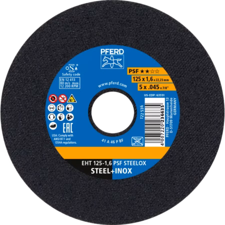 Kapskiva EHT 125x1,6 A46 P PSF-INOX22,23 (25st)